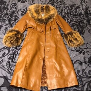 KAYA FUR LINED TRENCH IN TAN - S NWT